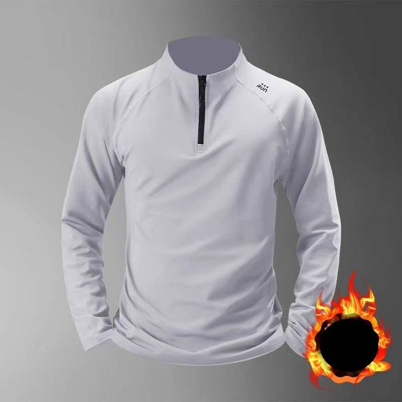 Men's Clothing Quick-Dry Half-Zip Long Sleeve T-Shirt - Slim Fit Workout Running Training Top For Gym & Outdoor Sports (Regular/Fleece-Lined_viptrois.com
