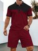 Men's Clothing Men's New Waffle Button Solid Color Lapel Short Sleeved T Shirt Shorts Casual Suit_viptrois.com