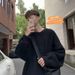 Loom Loom Hong Kong Solid Color Men Autumn Winter Vintage Japanese Style Lazy Knitted Youth Trend Korean Version Loose Sweater_viptrois.com