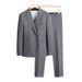 Men's Casual European And American Business Fine Checkered Double-breasted Suit, Groom And Best Man Wedding Two-piece Suit + Waistcoat + Trousers_viptrois.com