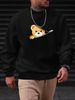 Men's Loose Casual Fashionable Cute Bear Print Round Neck Long Sleeved Sweatshirt Suitable For Autumn And Winter Wear_viptrois.com