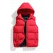 Men's Clothing Cotton Vest Men's Hooded Quilted Vest Winter Warm Padded Jacket Casual Outerwear Big Size Plus Size Loose Fit Polyester Lightweight_viptrois.com