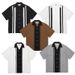 Men's Clothing Striped Color Matching Hawaiian Short Sleeved Shirt_viptrois.com
