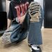 boy European And American High Street Men's Washed Vintage Vibe Cool Trendy Ripped Jeans Hip Hop Style Pants_viptrois.com