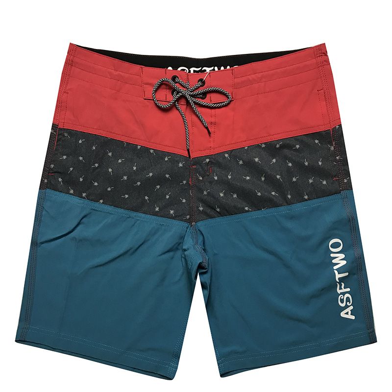Men's Popular Striped Print Four-Sided Elastic Gray Men's Casual Surfing Beach Shorts_viptrois.com