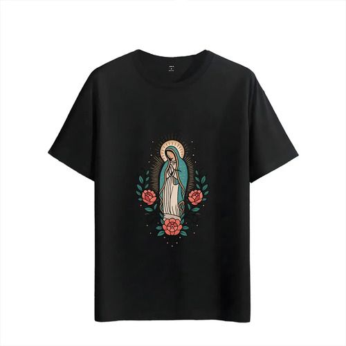 Tshirt Muscle Freaks Virgin Mary Floral Illustration Style_viptrois.com