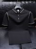 Men's Clothing New Men's Short Sleeved Polo Shirt Casual Half Sleeved Slim Fit Business Lapel Simple Solid Color Tops_viptrois.com