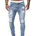 Men's Clothing New fashion slim fit men's trousers denim holes slim quality denim_viptrois.com