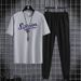 Men's Clothing Short Sleeved Trousers Suit Men's New Style Youth Men's Sports Leisure Round Neck Trendy Printed Two Piece Suit_viptrois.com