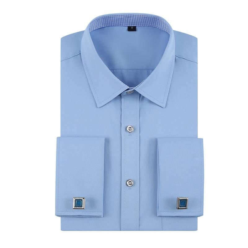 "Men's French Cuff Striped Dress Shirt – Slim Fit Business Casual Long Sleeve With Detachable Cufflinks (Multiple Colors, S-3XL)"_viptrois.com