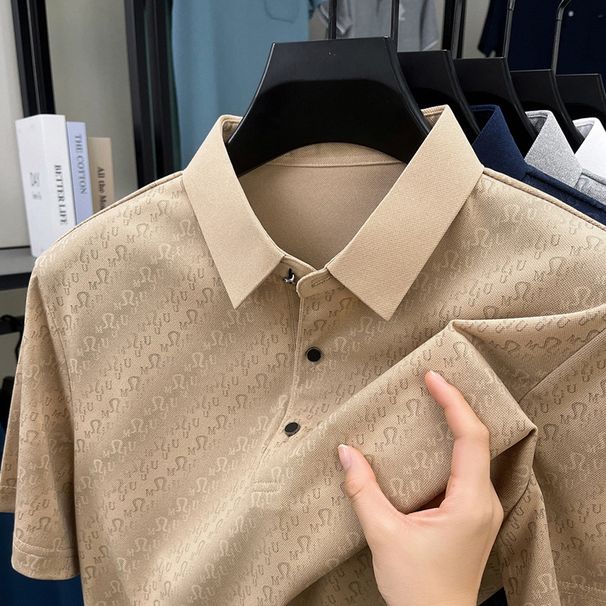 Men's Clothing Short Sleeved T Shirt Middle Aged Fashion Lapel Printed Polo Shirt Thin Men's T Shirt One Piece Delivery_viptrois.com