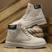 Men's Retro High-Top Work Boots - Fashionable Chunky Sole Martin Boots For Casual & Streetwear (Khaki, Black, Gray, Green)_viptrois.com