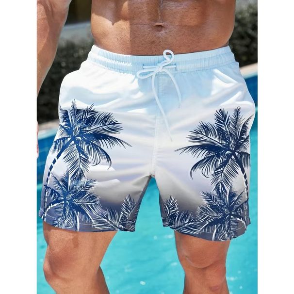 Men's Clothing Men's Beach Shorts Quick Drying Blue White Gradient Coconut Tree Print Style Swimming Hot Springs Suitable_viptrois.com