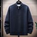 Men's Clothing Men's Fleece-Lined Half-Zip Sweater - Stand Collar Knit Jacket For Winter_viptrois.com