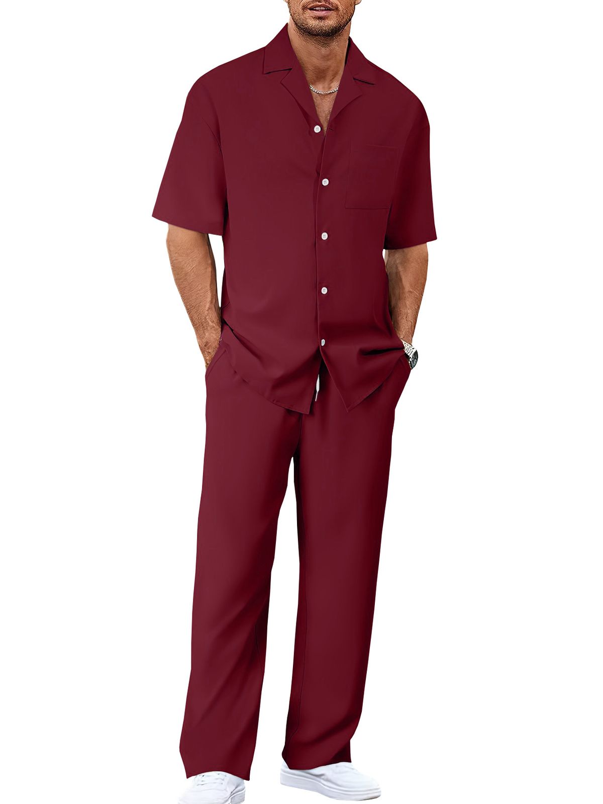 European And American Cross Border 2025 New Hot Selling Casual Men's Suits Loose Lapel Short Sleeved Trousers Trendy Men's Suits_viptrois.com