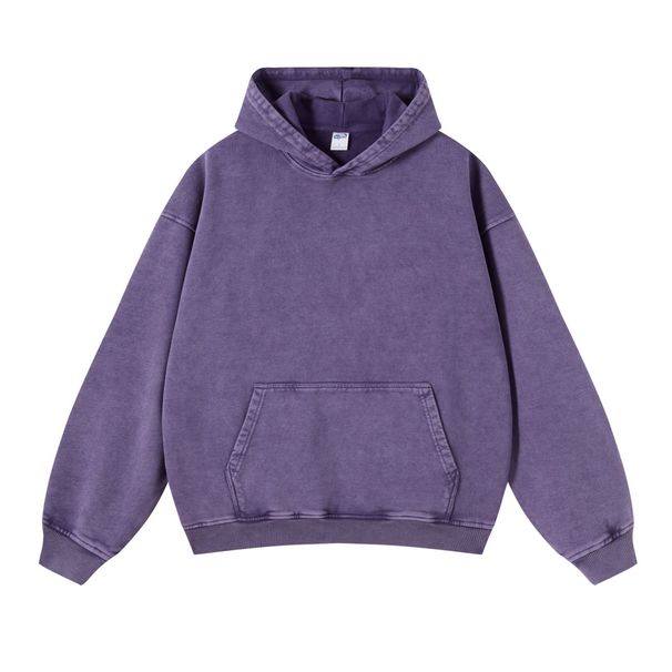 420GSM Heavyweight Washed Wax-Dye Hoodie – Oversized Unisex Streetwear Pullover With Vintage Distressed Look_viptrois.com