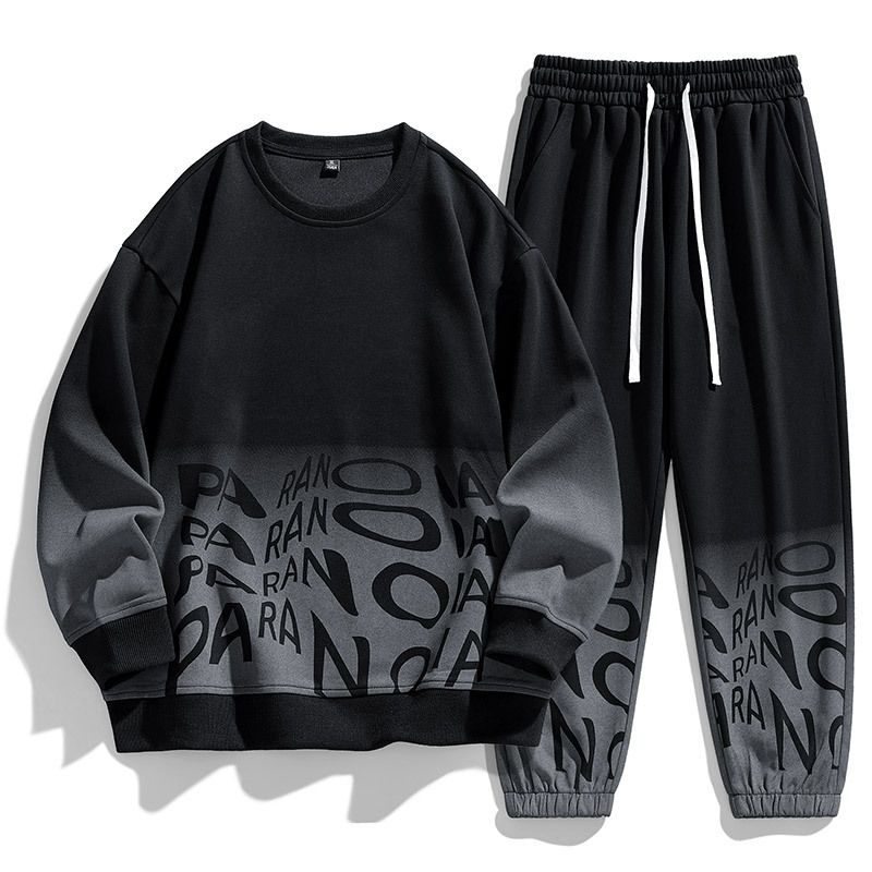 Men's Clothing Student Sweatshirt Suit For Men, Spring And Autumn Casual Loose Trendy Set With Leggings Pants, Handsome Two Piece Set_viptrois.com