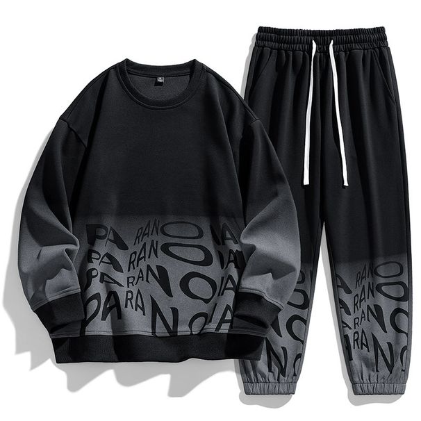 Men's Clothing Student Sweatshirt Suit For Men, Spring And Autumn Casual Loose Trendy Set With Leggings Pants, Handsome Two Piece Set_viptrois.com