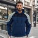 Men’s Color-Block Hooded Sweatshirt – Trendy Pullover With Contrast Panels & Relaxed Fit (Light Gray/Black/Khaki/Navy)_viptrois.com