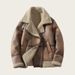 Men's Premium Faux Shearling Jacket, Winter Lined Zip-Up Coat With Notch Lapel, Slim Fit Thermal Outerwear In Brown/Black (Sizes M-5XL)_viptrois.com