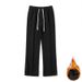 Men's Flared Fleece-Lined Sweatpants With Zip Details High Street Wide-Leg Joggers For Trendy Winter Casual Wear_viptrois.com