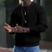 Pure Ouma Cross-Border Foreign Trade Autumn Winter New 2023 Cotton Sports Men's Solid Color Waffle Round Neck Pullover Knit_viptrois.com
