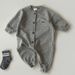 Children's Spring And Autumn Long Sleeved Letter Single Breasted Long Crawling Baby Solid Color Fashionable Crawling Clothes Children's Clothing Trend_viptrois.com