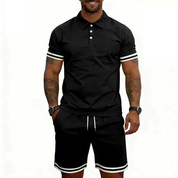 Summer Casual Men's Polo Shirt And Shorts Set Loose Fit Simple Style Men's Clothing_viptrois.com