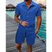 Men's Clothing Casual Short Sleeved Summer Solid Color Tops Suit_viptrois.com