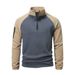 Autumn 2025 European-USA Fashion Outerwear Men's Stand Collar Half Zipper Splicing Long Sleeve Casual Fleece Sweatshirts_viptrois.com