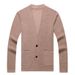 Men's Knit Cardigan Sweater - Slim Fit V-Neck Long Sleeve Pullover For Casual Wear (Gray, Black, Burgundy, Camel)_viptrois.com