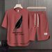 Men's Clothing 2024 Waffle Casual Summer Suit Men's Loose Teen Short sleeved T shirt Shorts Handsome Two piece Suit_viptrois.com