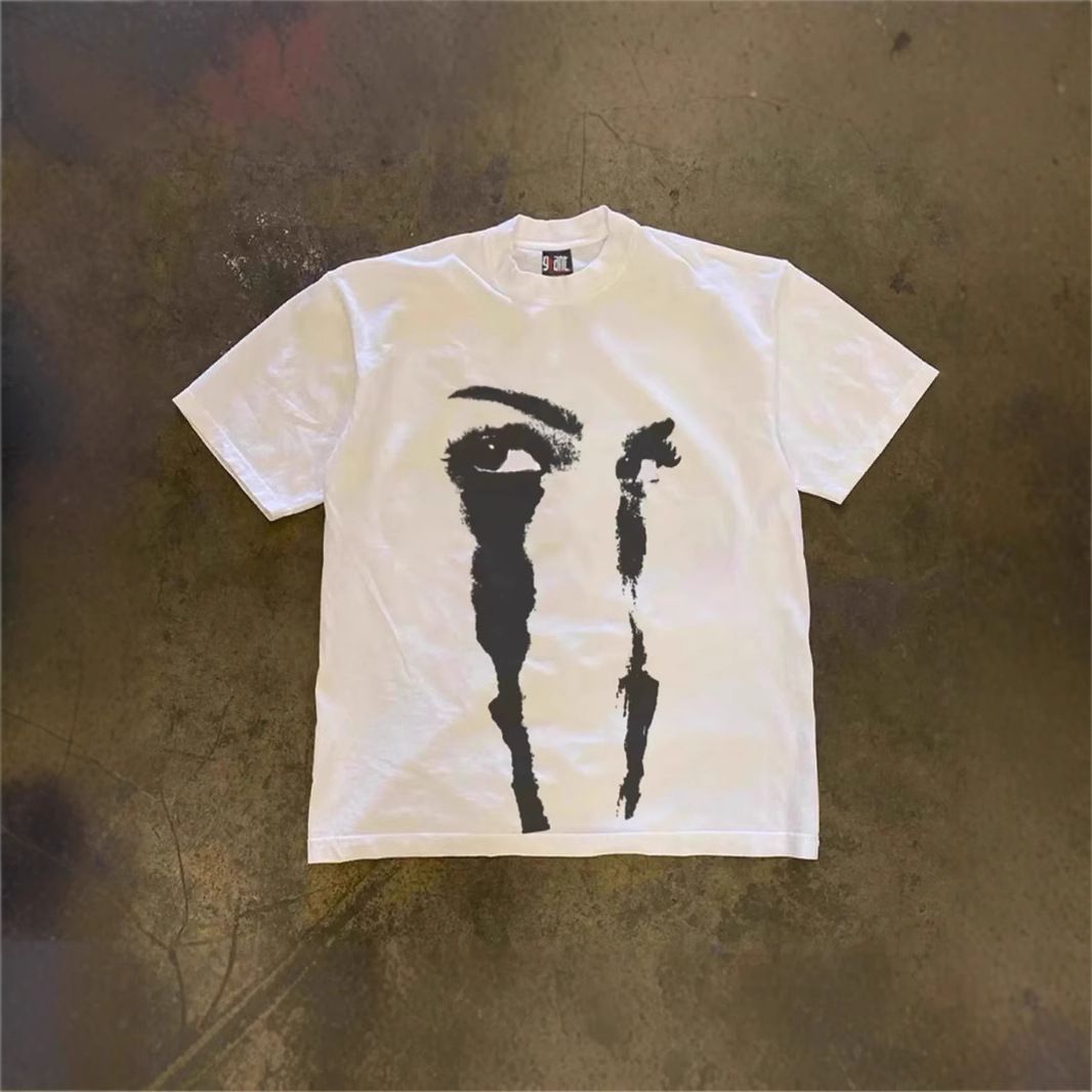 Men's Clothing 250g Heavyweight Cotton! American Eye Face Pure Cotton Men And Women Couple Short Sleeved T Shirt Design Printed Top_viptrois.com