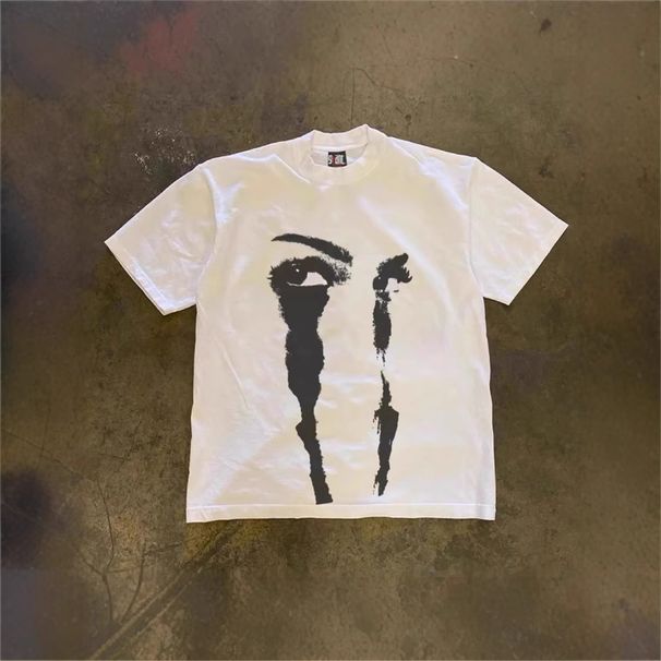 Men's Clothing 250g Heavyweight Cotton! American Eye Face Pure Cotton Men And Women Couple Short Sleeved T Shirt Design Printed Top_viptrois.com