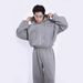 European And American Style Solid Color Hooded Sweatshirt For Men, Trendy Short Design With Padded Shoulders, Loose_viptrois.com