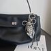 Bag Pendant Metallic High-end Silver Bow Bag Pendant, Braided String Pearl Keychain_viptrois.com