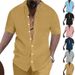 2024 Summer Men's Shirt Casual Loose Short Sleeve Beach Button-Up Top_viptrois.com