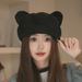 Suede Cat Ear Beret For Women, Multi-Wear, Face-Slimming Octagonal Hat, Fashionable And Elegant Newsboy Cap_viptrois.com