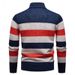 "Men's Stand Collar Half-Zip Knit Sweater – Plush Fleece-Lined Winter Pullover With Sporty Badge Detail (Navy/Green/Beige, M-3XL)"_viptrois.com