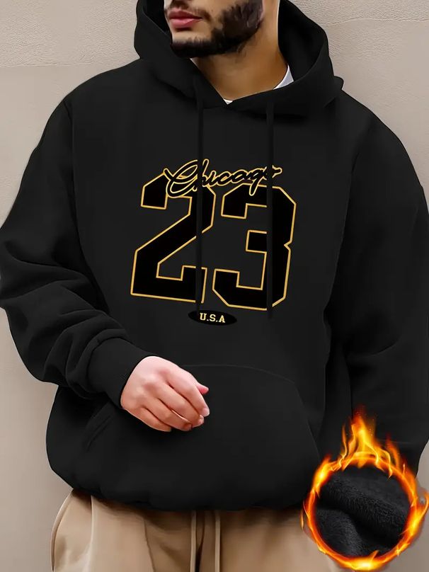 Vintage 23 Print Hoodie Men's Cool Hoodie Men's Casual Graphic Design Pullover Hoodie Sweatshirt_viptrois.com