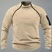 Men's Stand Collar Hooded Sweatshirt - Winter Fleece-Lined Tactical Pullover For Outdoor & Casual Wear (Black, Dark Grey, Army Green, Navy, Khaki)_viptrois.com