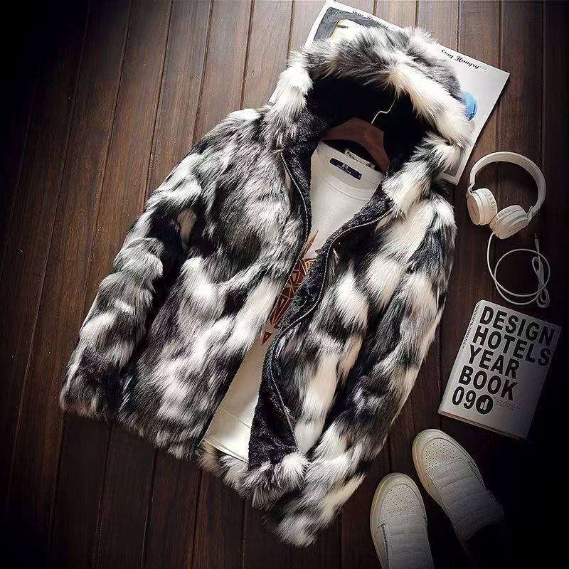 Men's Clothing Men's Faux Fur Winter Coat With Hood – Luxurious Faux Mink Style, Long Tailored Fit, Horn Button Closure (Black, S-XXXL)_viptrois.com