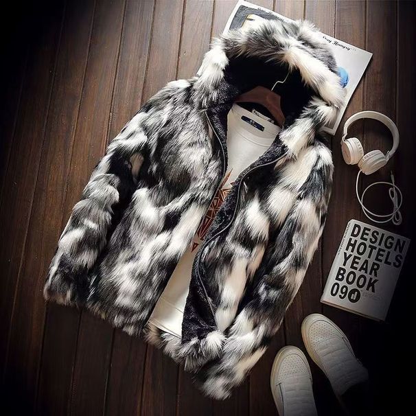 Men's Clothing Men's Faux Fur Winter Coat With Hood – Luxurious Faux Mink Style, Long Tailored Fit, Horn Button Closure (Black, S-XXXL)_viptrois.com