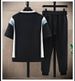 Men's Stylish Summer Sportswear Set - Breathable Polyester T-Shirt & Long Pants Outfit For Casual & Active Wear (Black/White/Gray/Beige, M-4XL)_viptrois.com