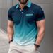 Men's Clothing Men's Summer New Casual Versatile Gradient Short Sleeved Button Lapel Polo Shirt_viptrois.com