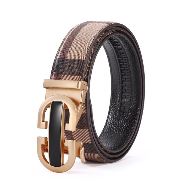 Belt men's alloy automatic buckle cowhide trendy men's style high-end business casual all-match pants belt _viptrois.com