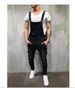 Men's Solid Color Casual Jeans With Suspenders_viptrois.com