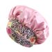 Ethnic style printed elastic wide brimmed satin sleeping cap beauty perm cap_viptrois.com