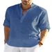 Men's Casual Long Sleeve Shirt Pure Cotton Solid Color Loose Stand Collar Independent Website Trendy In Stock_viptrois.com
