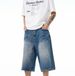 Unisex Retro Washed Distressed Cropped Denim Shorts High Street Style Wide Leg Mid-Length Pants Loose Fitting_viptrois.com